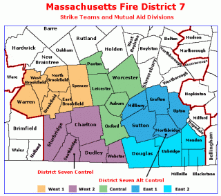 Map Showing the Areas Served by District 7's Strike Teams