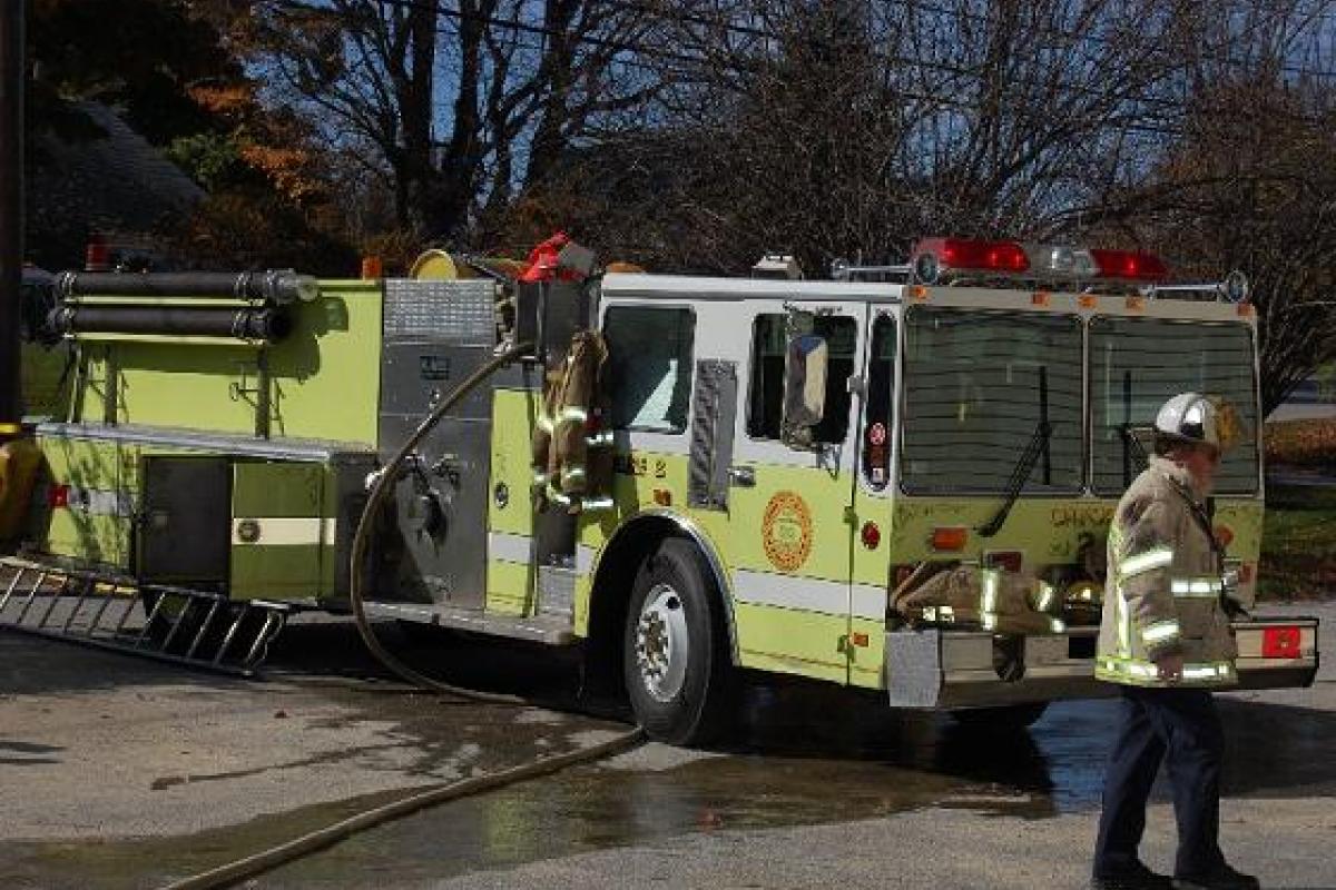 Fire Engine at the Scene of the Fire