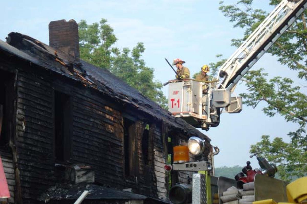 Ladder Next to the Structure Fire 1